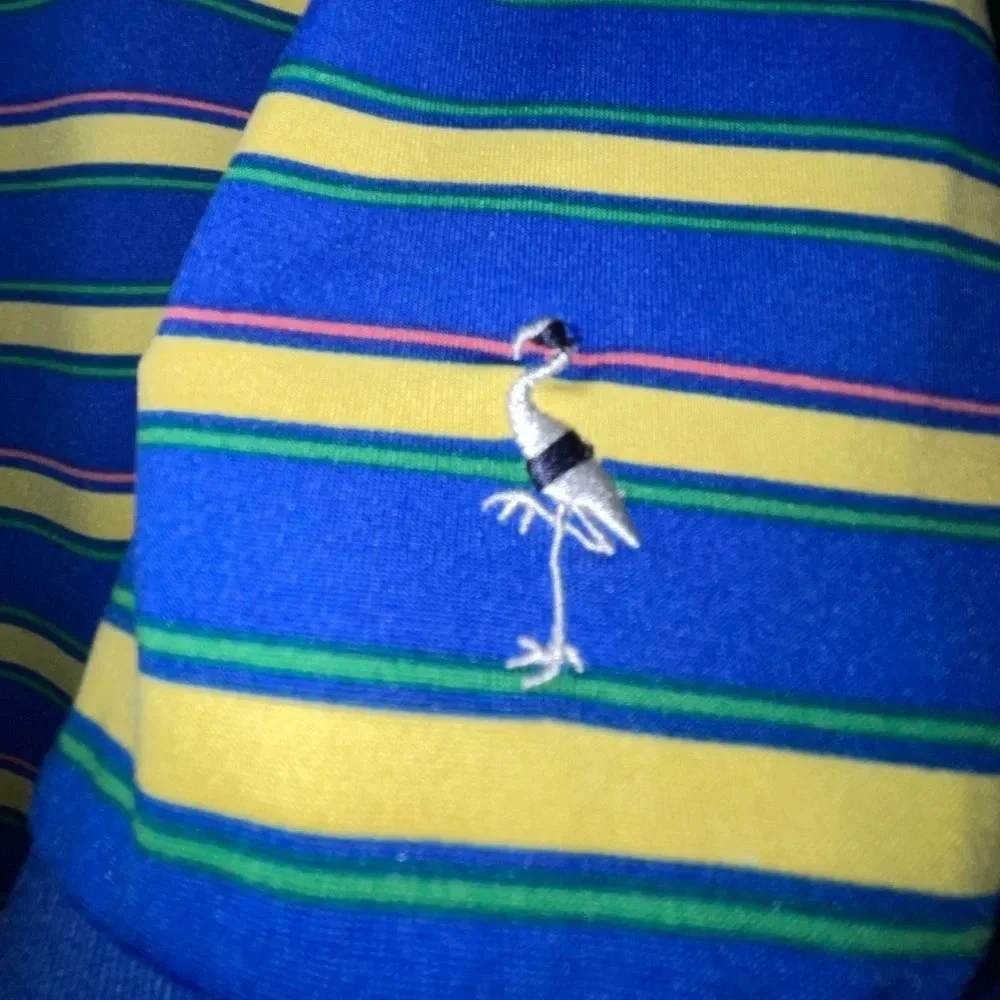 Tailorbyrd Sport Striped Short Sleeve Golf Polo Size Small Blue Yellow Sporty - Picture 4 of 7